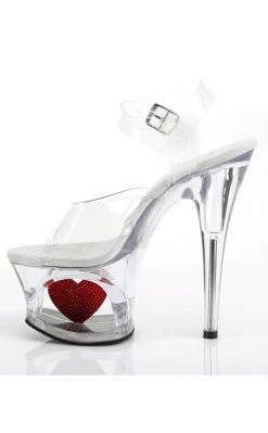 Pleaser MOON-708HRS Clear Red Heart Heels