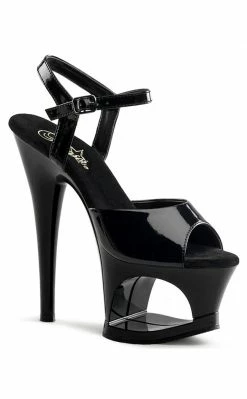 Pleaser MOON-709 Black Patent Heels Pole Shoes