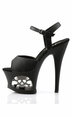 Pleaser Pole Shoes MOON-709SK Black Matte Skull Heels