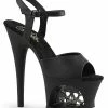 Pleaser Pole Shoes MOON-709SK Black Matte Skull Heels
