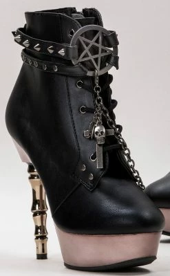 Demonia MUERTO-1001 Black & Pewter Steampunk Boots Shoes