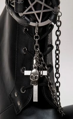 Demonia MUERTO-1001 Black & Pewter Steampunk Boots Shoes