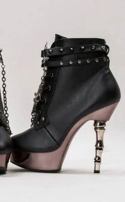 Demonia MUERTO-1001 Black & Pewter Steampunk Boots Shoes