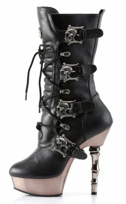 Demonia MUERTO-1026 Black & Pewter Steampunk Boots Shoes
