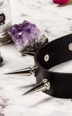 Cold Black Heart Chokers Malevolence Spiked Choker In Black