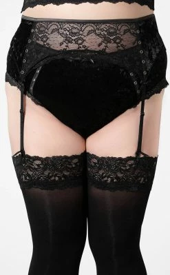 Killstar Clothing Mercy Lace Garter Belt | Black