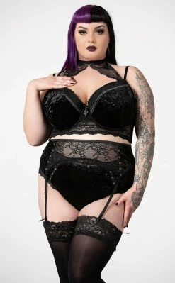 Killstar Clothing Mercy Lace Garter Belt | Black