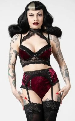 Killstar Mercy Lace Garter Belt | Blood