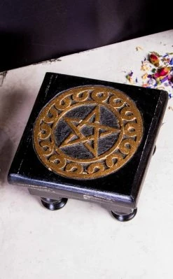 TB Mini Altar Table Stand | Black Pentagram Home Decor