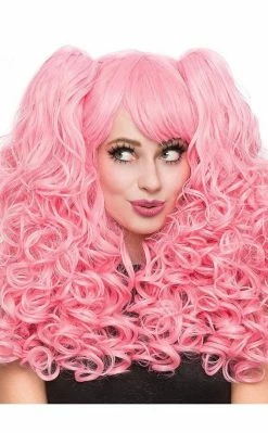 Rockstar Wigs Beauty Mischief Bubblegum Pink Curly Pigtail Wig
