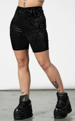 Killstar Misfortune Velvet Cycle Shorts Clothing