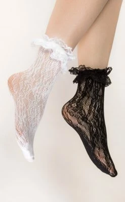 TB Clothing Miss Molly Lace Socks 2 Pack | Black & White