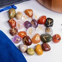 Crystals Mixed Stone Elder Futhark Viking Rune Set Home Decor
