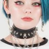 Cold Black Heart Chokers Modern Metal Chained Choker