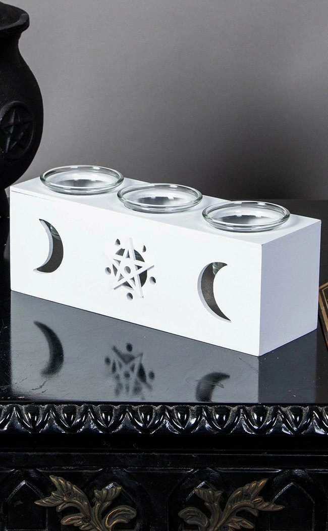 TB Moon & Star White Candle Holder 4 TB Moon & Star White Candle Holder
