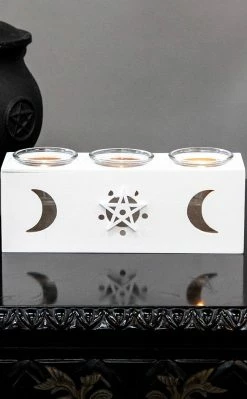 TB Moon & Star White Candle Holder 8 TB Moon & Star White Candle Holder