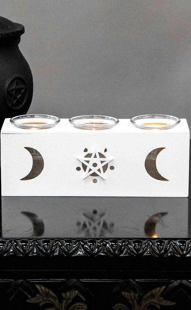 TB Moon & Star White Candle Holder 5 TB Moon & Star White Candle Holder