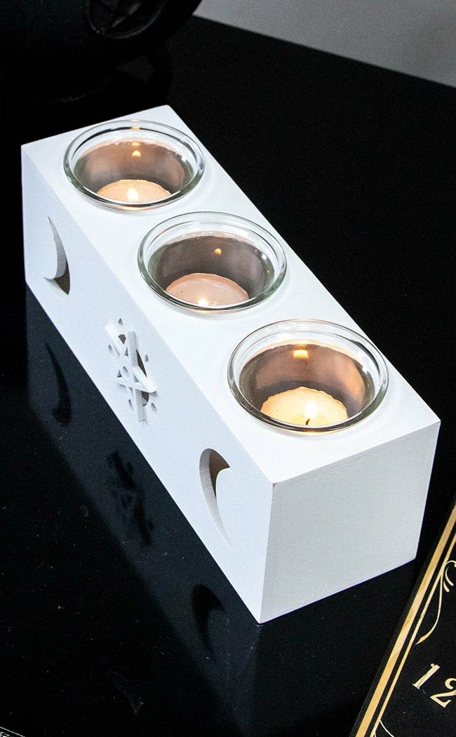 TB Moon & Star White Candle Holder 3 TB Moon & Star White Candle Holder