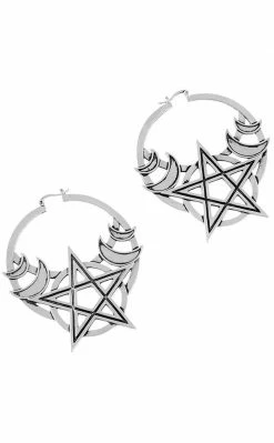 Killstar Jewellery Moonlit Hoop Earrings | Silver