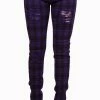 Banned Apparel Clothing Move On Up Tartan Jeans | Purple