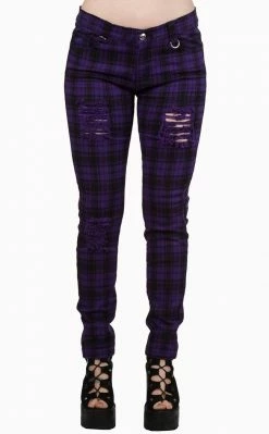 Banned Apparel Clothing Move On Up Tartan Jeans | Purple