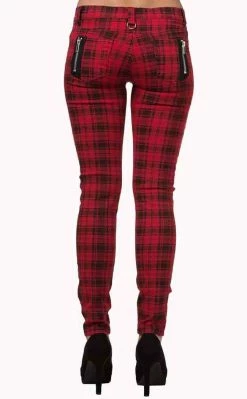 Banned Apparel Clothing Move On Up Tartan Jeans | Red