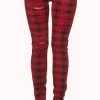 Banned Apparel Clothing Move On Up Tartan Jeans | Red