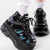 Demonia NEPTUNE-100 Black Holographic Platform Sneaker Ankle Boots 2 Demonia NEPTUNE-100 Black Holographic Platform Sneaker Ankle Boots