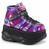 Demonia NEPTUNE-100 Purple Holographic Platform Sneaker Ankle Boots 1 Demonia NEPTUNE-100 Purple Holographic Platform Sneaker Ankle Boots