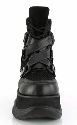 Demonia NEPTUNE-126 Black Fishnet Platform Sneaker Ankle Boots Shoes