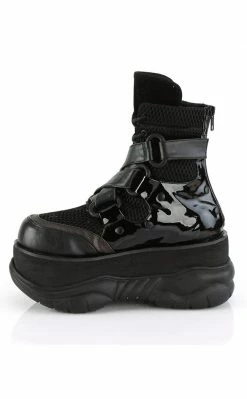 Demonia NEPTUNE-126 Black Fishnet Platform Sneaker Ankle Boots Shoes
