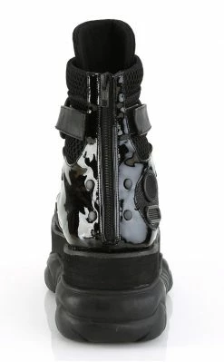 Demonia NEPTUNE-126 Black Fishnet Platform Sneaker Ankle Boots Shoes