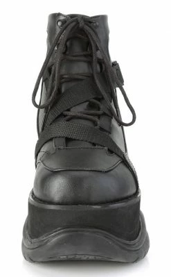 Demonia Shoes NEPTUNE-181 Black Vegan Leather Platform Ankle Boots