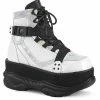 Demonia NEPTUNE-181 White Vegan Leather Platform Boots
