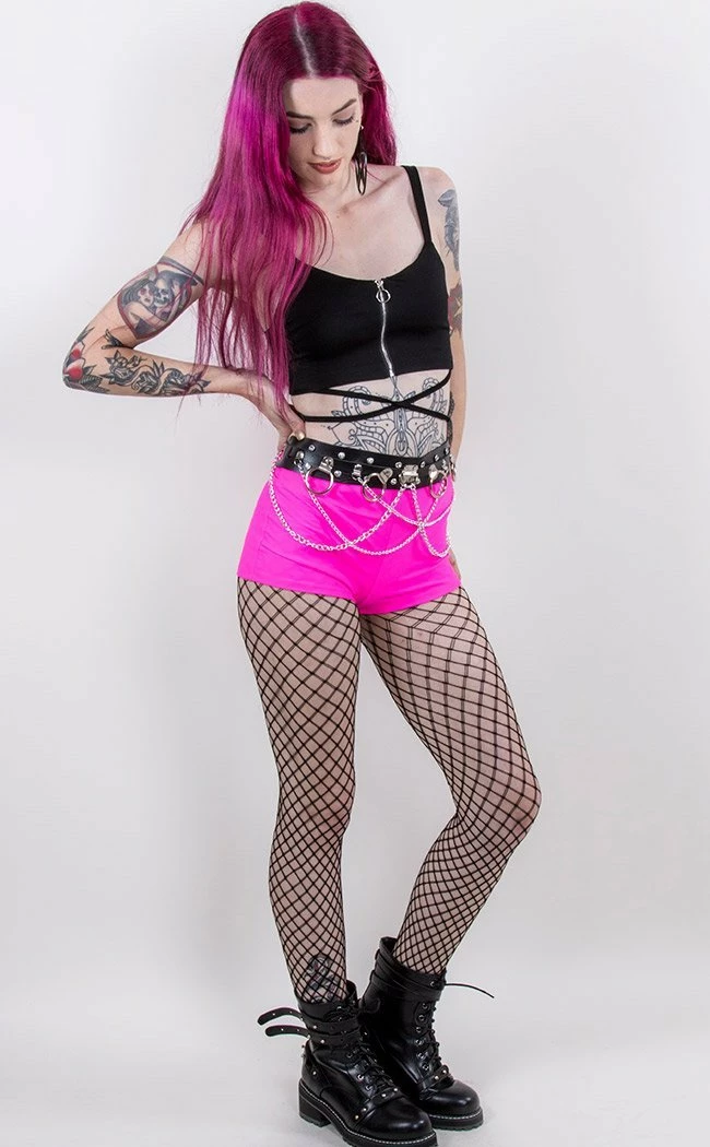 Music Legs Clothing Neon Pink Lycra Booty Shorts 4 Music Legs Clothing Neon Pink Lycra Booty Shorts