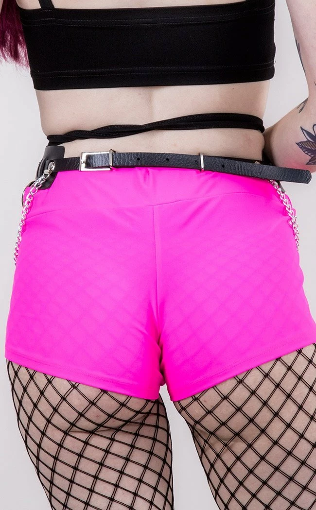 Music Legs Clothing Neon Pink Lycra Booty Shorts 6 Music Legs Clothing Neon Pink Lycra Booty Shorts