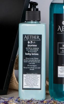 Aether Beauty Neptune Black Amber & Lavender Scented Navy Blue Lotion