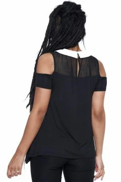 Killstar Clothing Nunsense Collar Cold Shoulder Top
