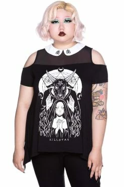 Killstar Clothing Nunsense Collar Cold Shoulder Top