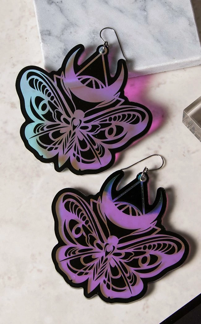 Drop Dead Gorgeous Obsidian Luna Moth Earrings 3 Drop Dead Gorgeous Obsidian Luna Moth Earrings
