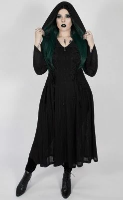 Punk Rave Clothing Oleander Long Coat | Black | Plus Size