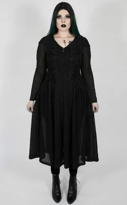 Punk Rave Clothing Oleander Long Coat | Black | Plus Size 12 Punk Rave Clothing Oleander Long Coat | Black | Plus Size