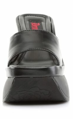 Demonia PACE-01 Black Vegan Leather Slide Sandals (Au Stock) Shoes