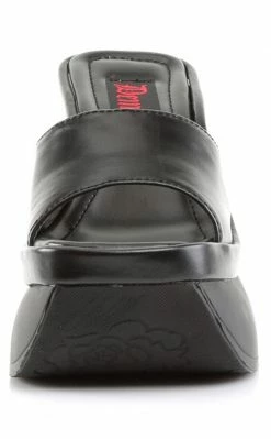 Demonia PACE-01 Black Vegan Leather Slide Sandals Shoes