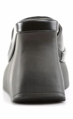 Demonia PACE-01 Black Vegan Leather Slide Sandals Shoes