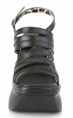 Demonia PACE-33 Black Vegan Leather Wedge Sandals