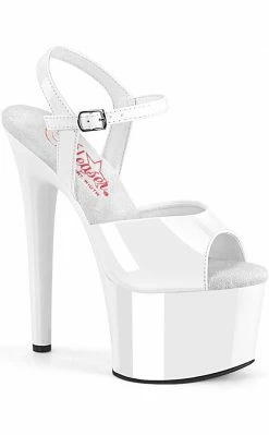 Pleaser PASSION-709 White Patent Heels Pole Shoes