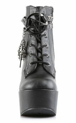 Demonia POISON-101 Black Vegan Leather Platform Ankle Boots Shoes