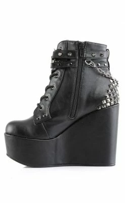Demonia POISON-101 Black Vegan Leather Platform Ankle Boots Shoes