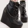Demonia POISON-101 Black Vegan Leather Platform Ankle Boots Shoes